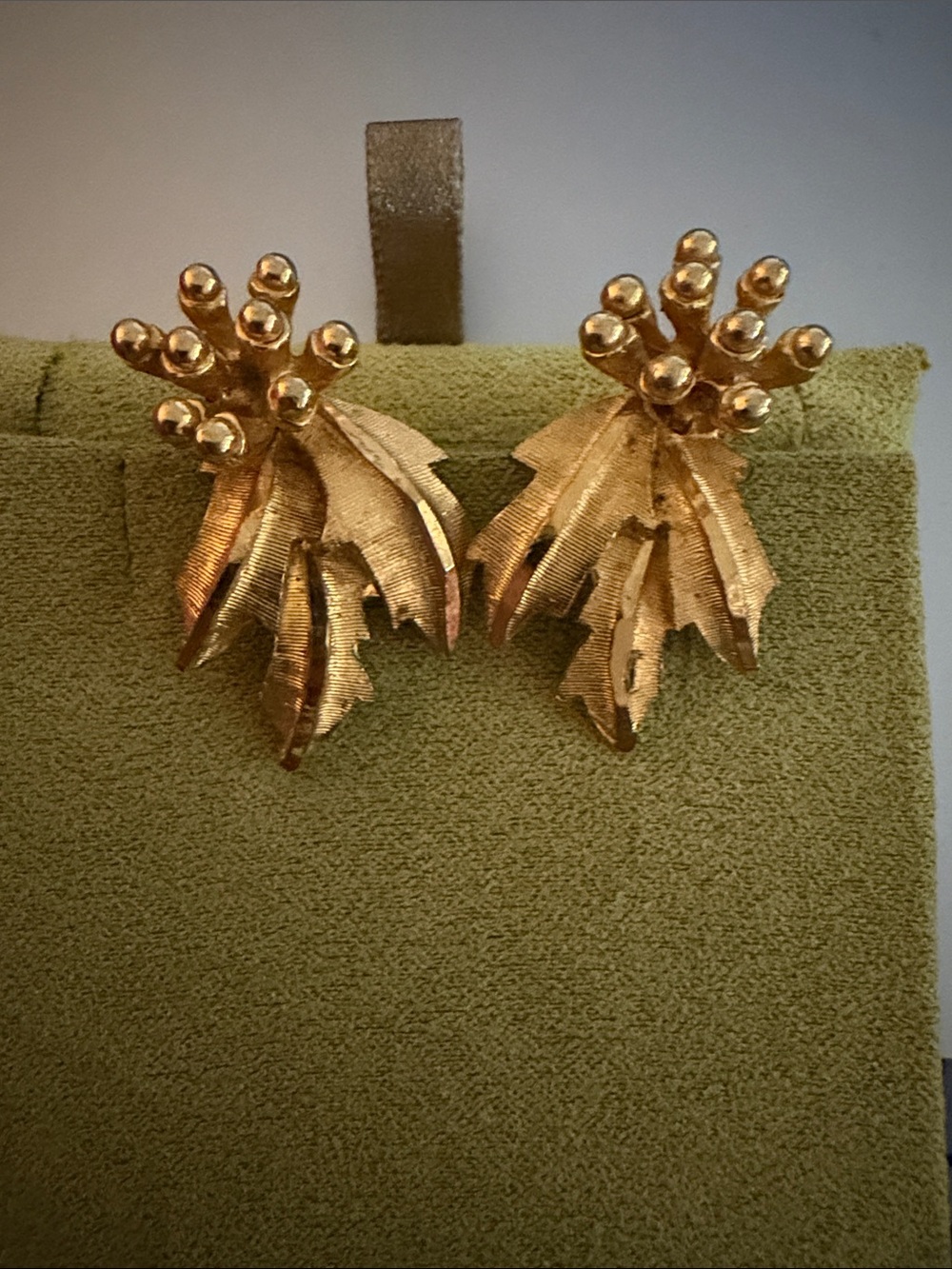 Gold Leaf Cluster Clip-On Earrings by